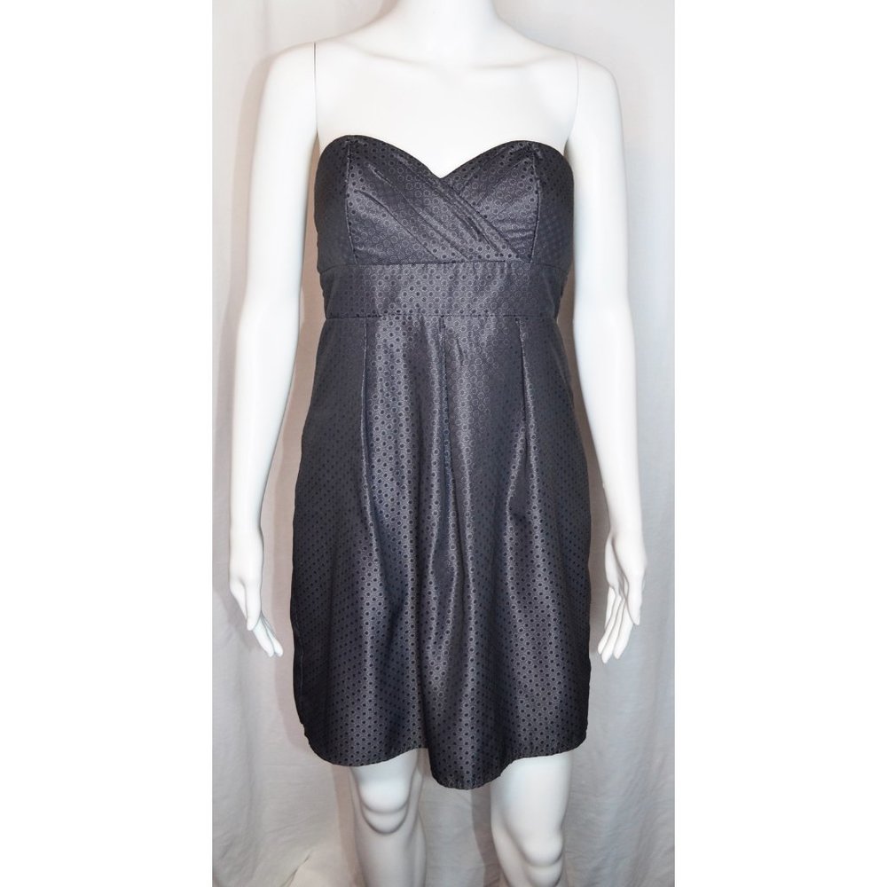 Twenty One Forever 21 Strapless Tie Back Mini Dress Geometric Gunmetal Gray Sz M